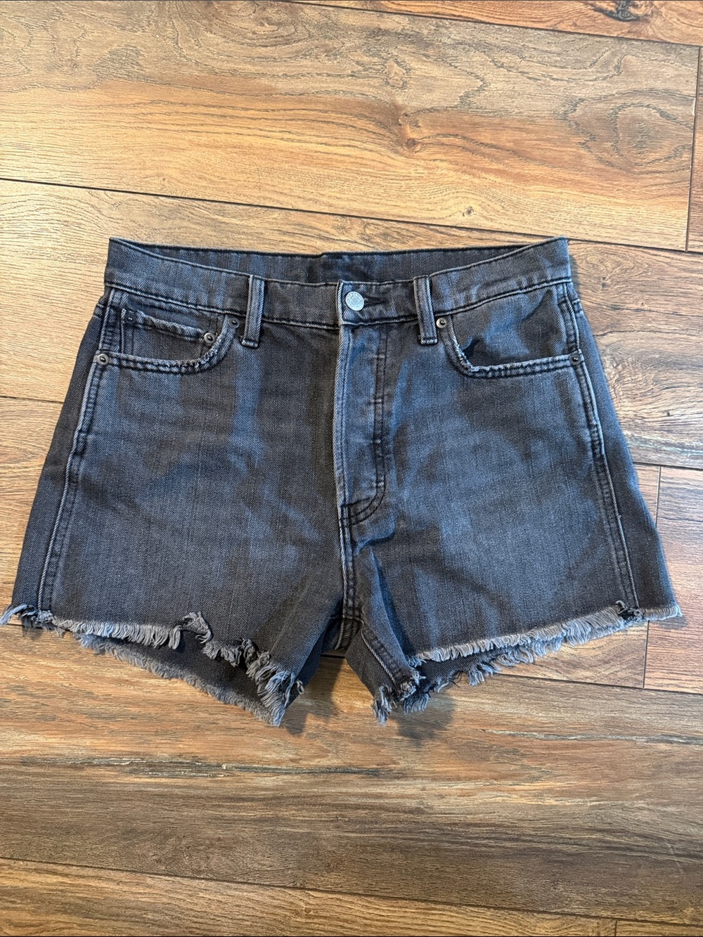 Gap Black High-Rise Frayed Hem Denim Shorts